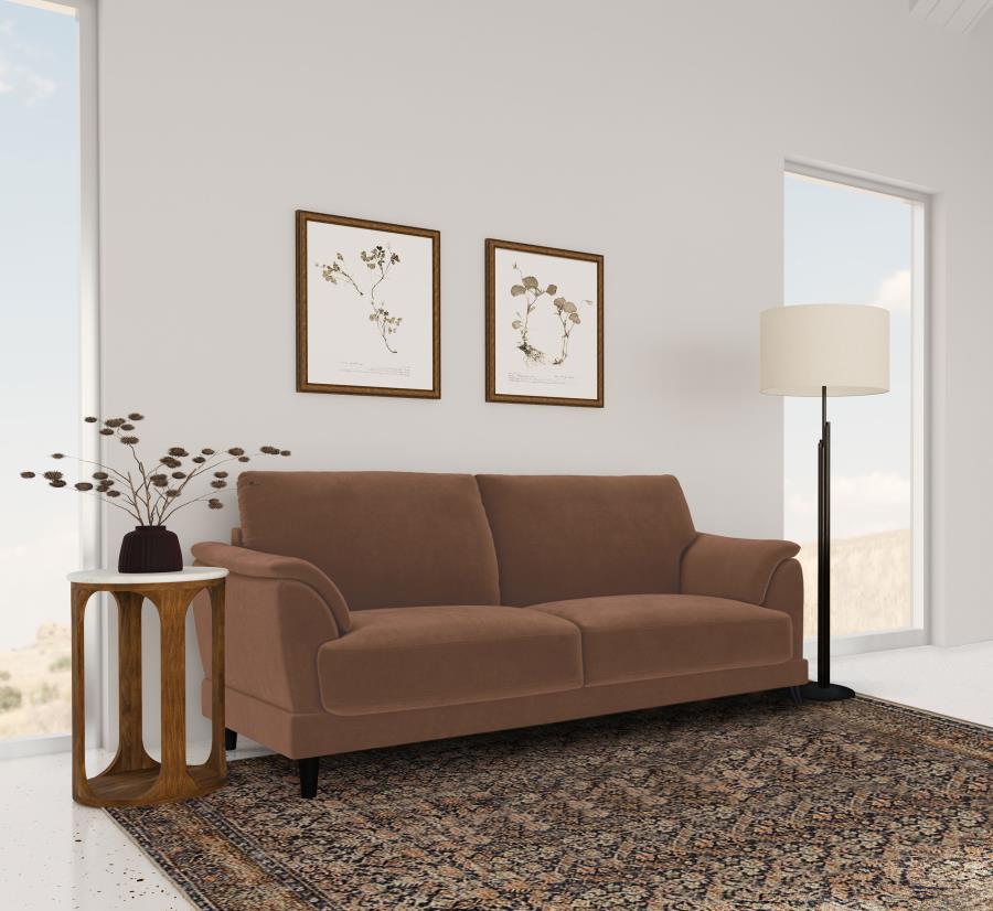 Selma - Velvet Upholstered Crescent Arm Sofa - Rust