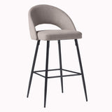 Modern 2 Piece Minimalist Upholstered Bar Stool Set - Mushroom by Walker Edison | Bel Furniture