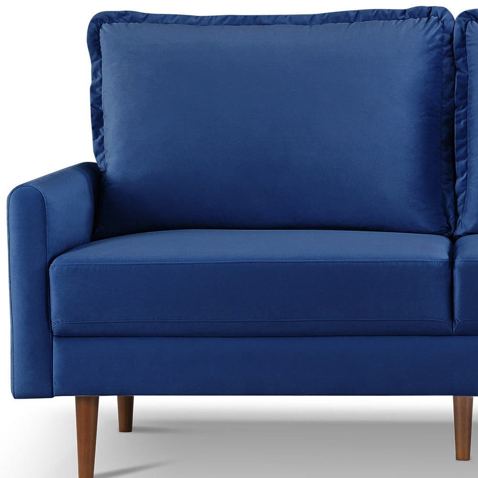 Sofa Velvet With Dark Brown Legs - Blue