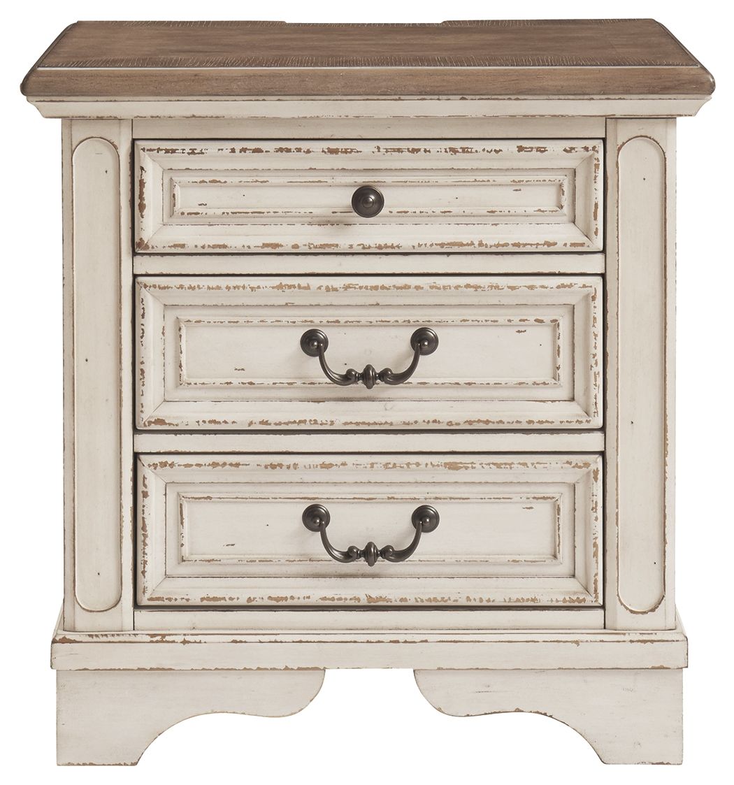 Realyn - White / Brown / Beige - Three Drawer Night Stand by Signature Design by Ashley® | Bel Furniture