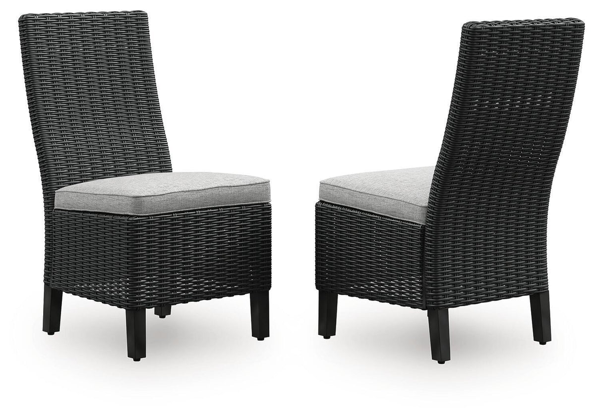 Beachcroft Side Chair With Cushion (Set of 2) Black and Light Gray
