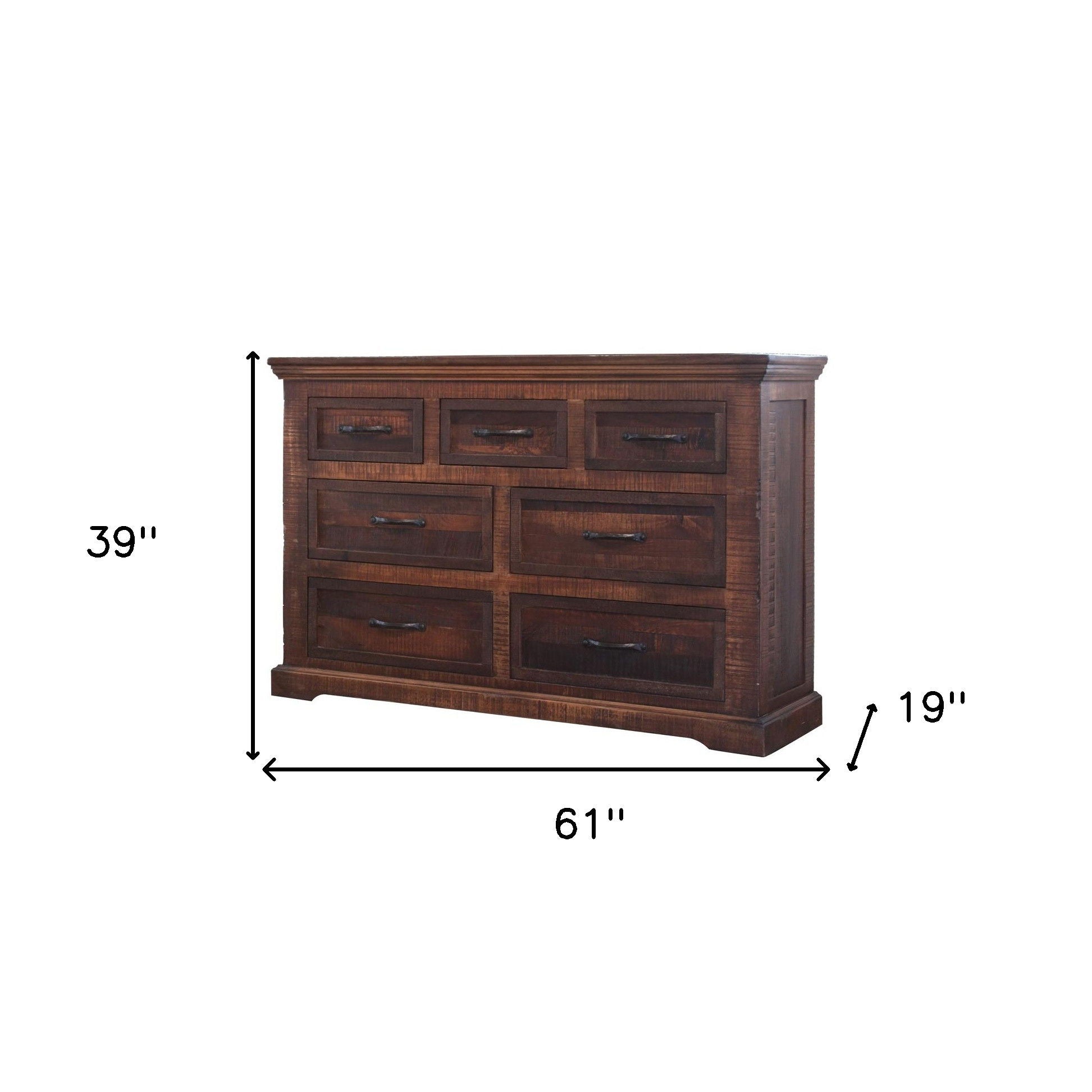 Solid Seven Drawer Double Dresser - Brown