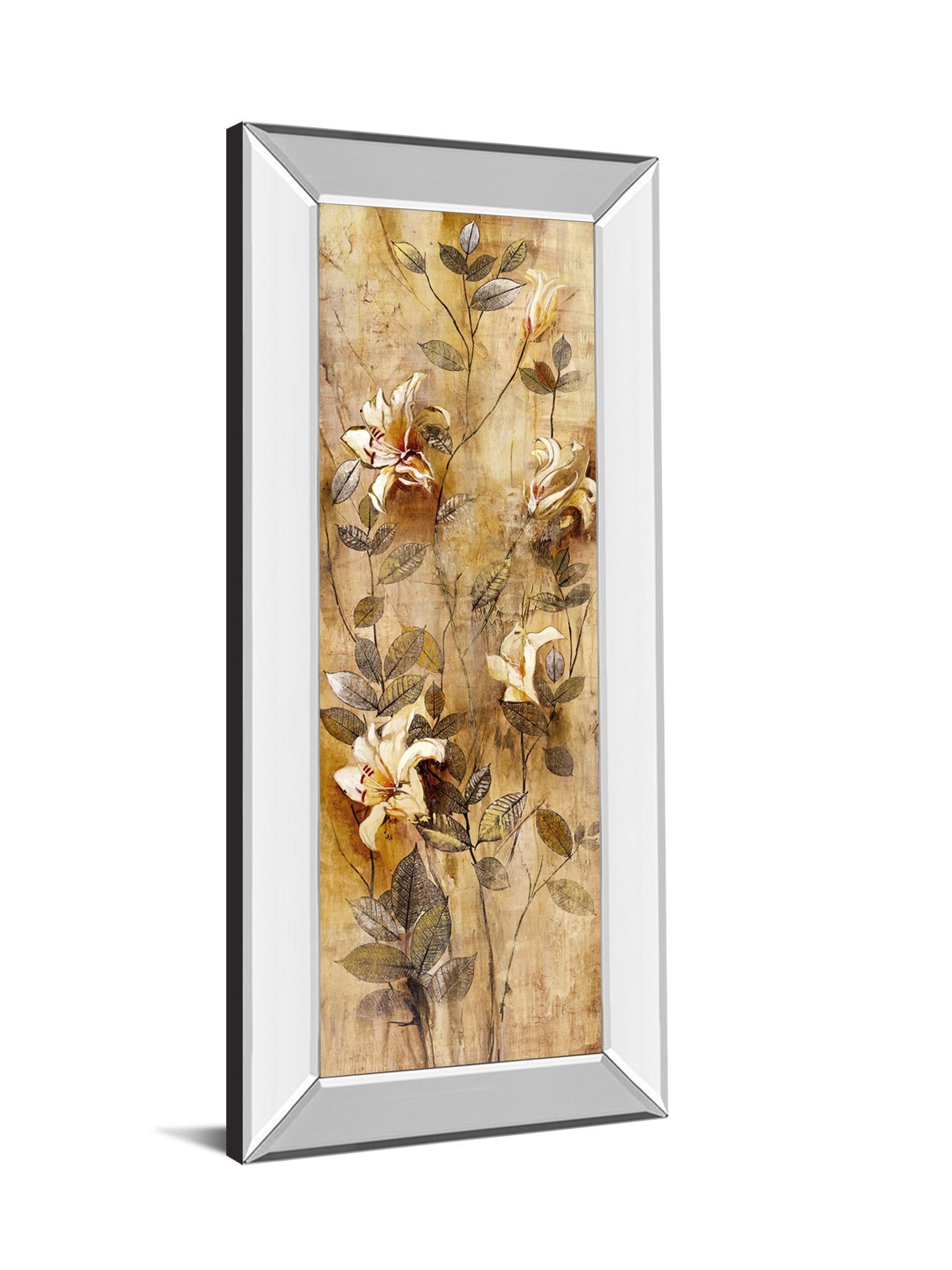 Candlelight Lilies I By Douglas - Mirror Framed Print Wall Art - Beige