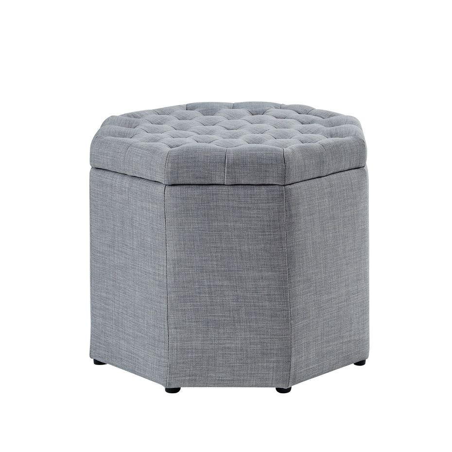 Linen Tufted Specialty Storage - Light Gray / Black