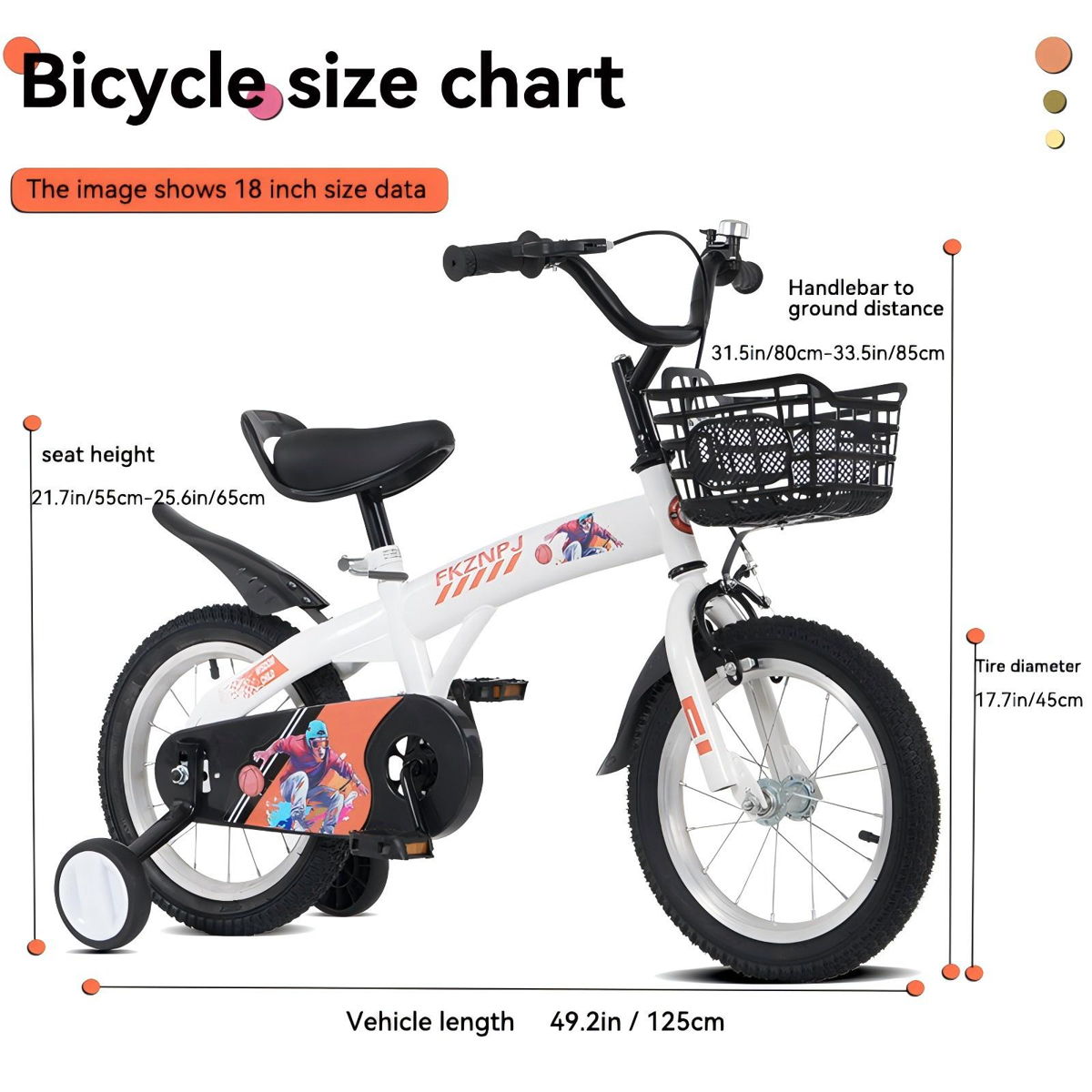 Fkznpj - 18" Sporty Kids Bike With Training Wheels And Stand Adjustable Saddle Suitable For Boys And Girls Aged 5 - 10 Years Tall Height 39 - 49" Available In A Variety Of Colors