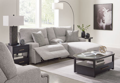 Acklen Place - Pewter - 4 Pc. - 3-Piece Power Reclining Sectional Sofa With Raf Chaise, Wide Seat Power Recliner by Signature Design by Ashley® | Bel Furniture
