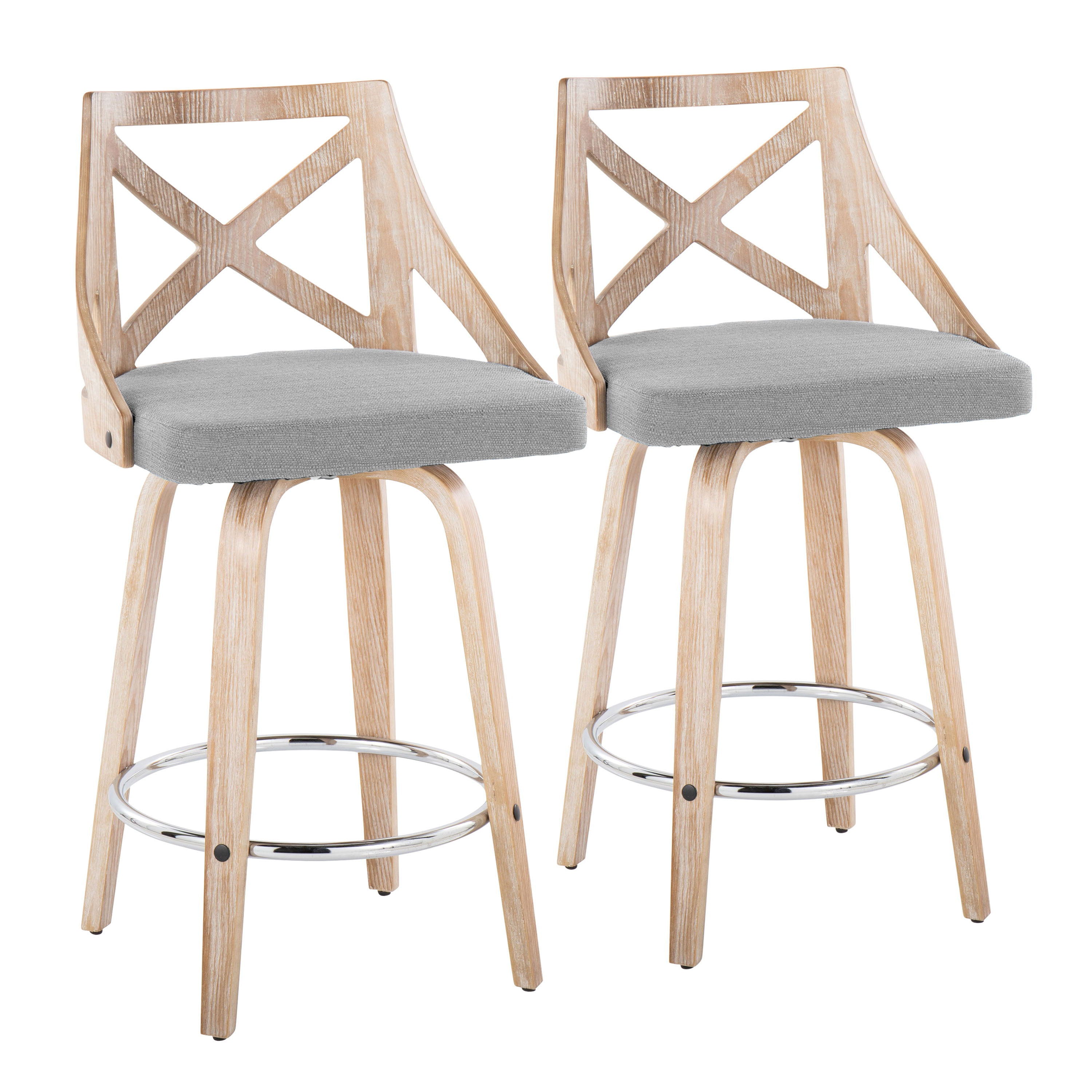 Charlotte - Farmhouse Fixed Height Counter Stool With Swivel Round Footrest (Set of 2)