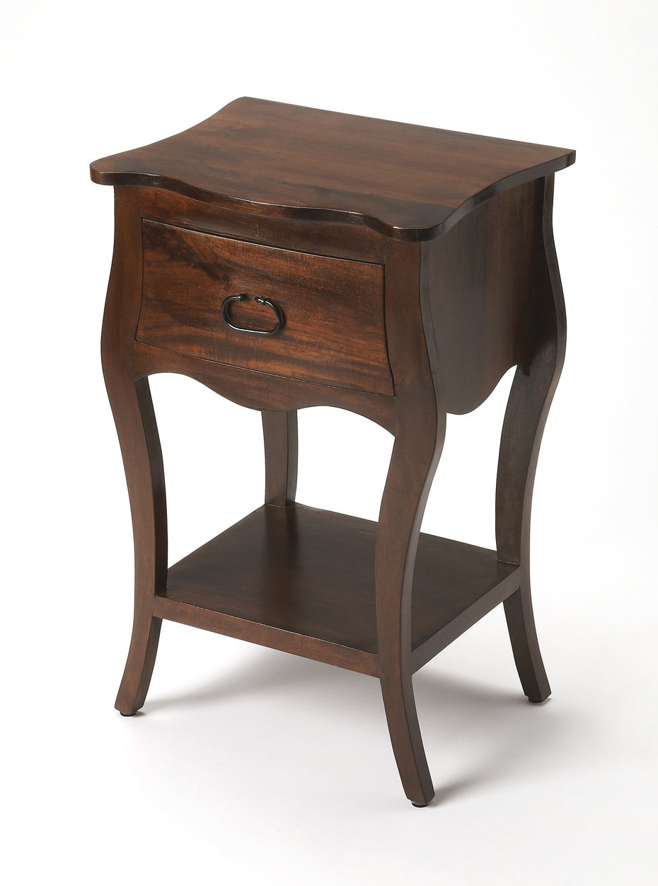 One Drawer Solid Wood Nightstand - Brown