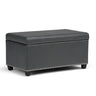 Amelia - Transitional Storage Ottoman Bench Dark Gray Faux Leather by Simpli-Home | Bel Furniture
