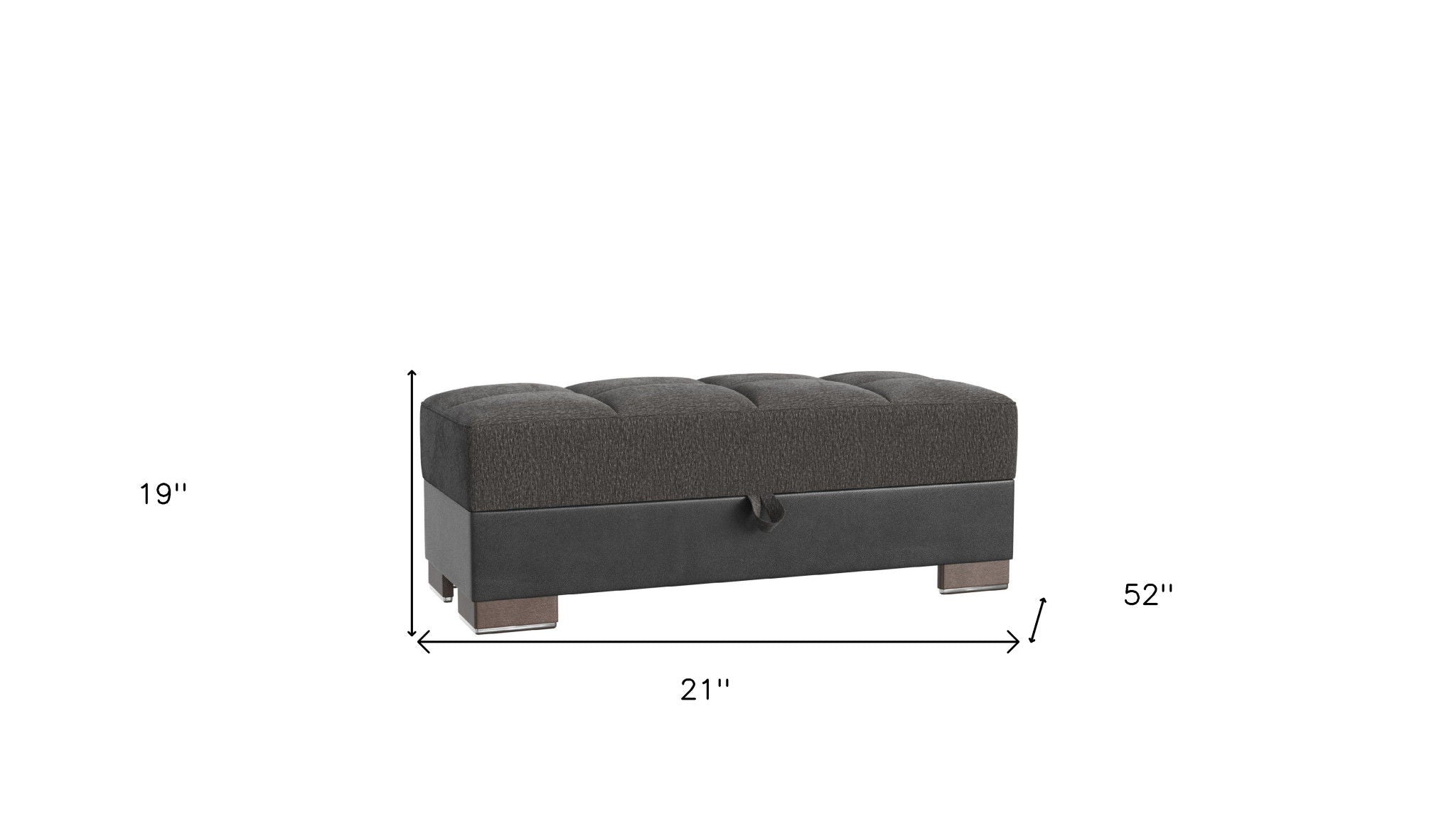 Chenille Tufted Storage Ottoman - Gray / Brown