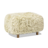 Enchante - New Zealand Sheepskin Rectangular Accent Ottoman - Taupe / Natural