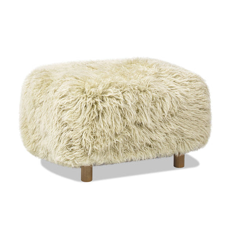 Enchante - New Zealand Sheepskin Rectangular Accent Ottoman - Taupe / Natural - view 4