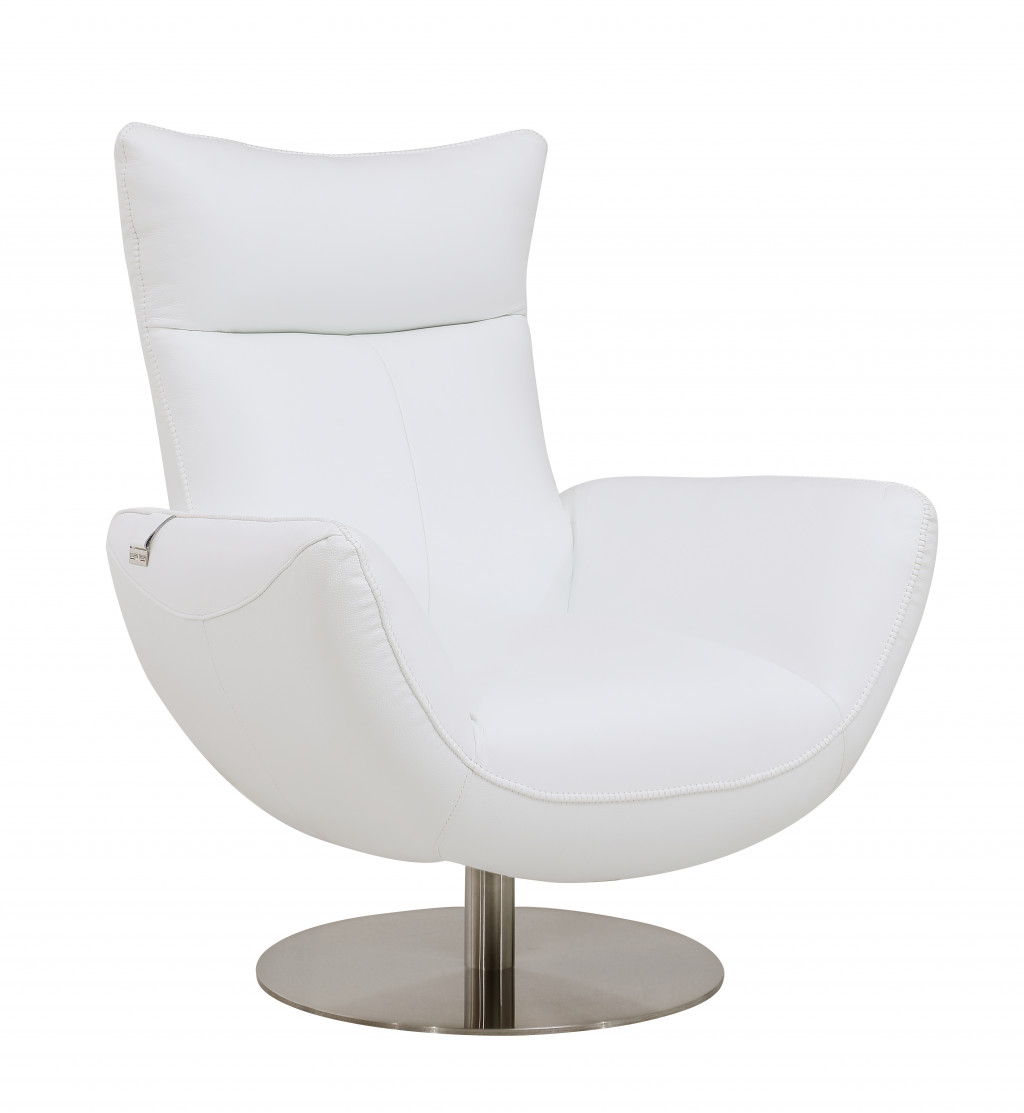 Contemporary Leather Lounge Chair - White