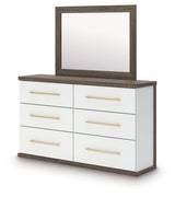 Kendanport - 4 Pc. - King Platform Bed, Dresser, Mirror And Nightstand - Brown / White