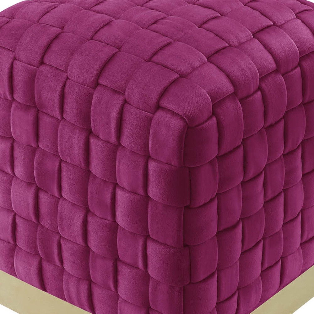 Velvet Ottoman - Fuchsia / Gold