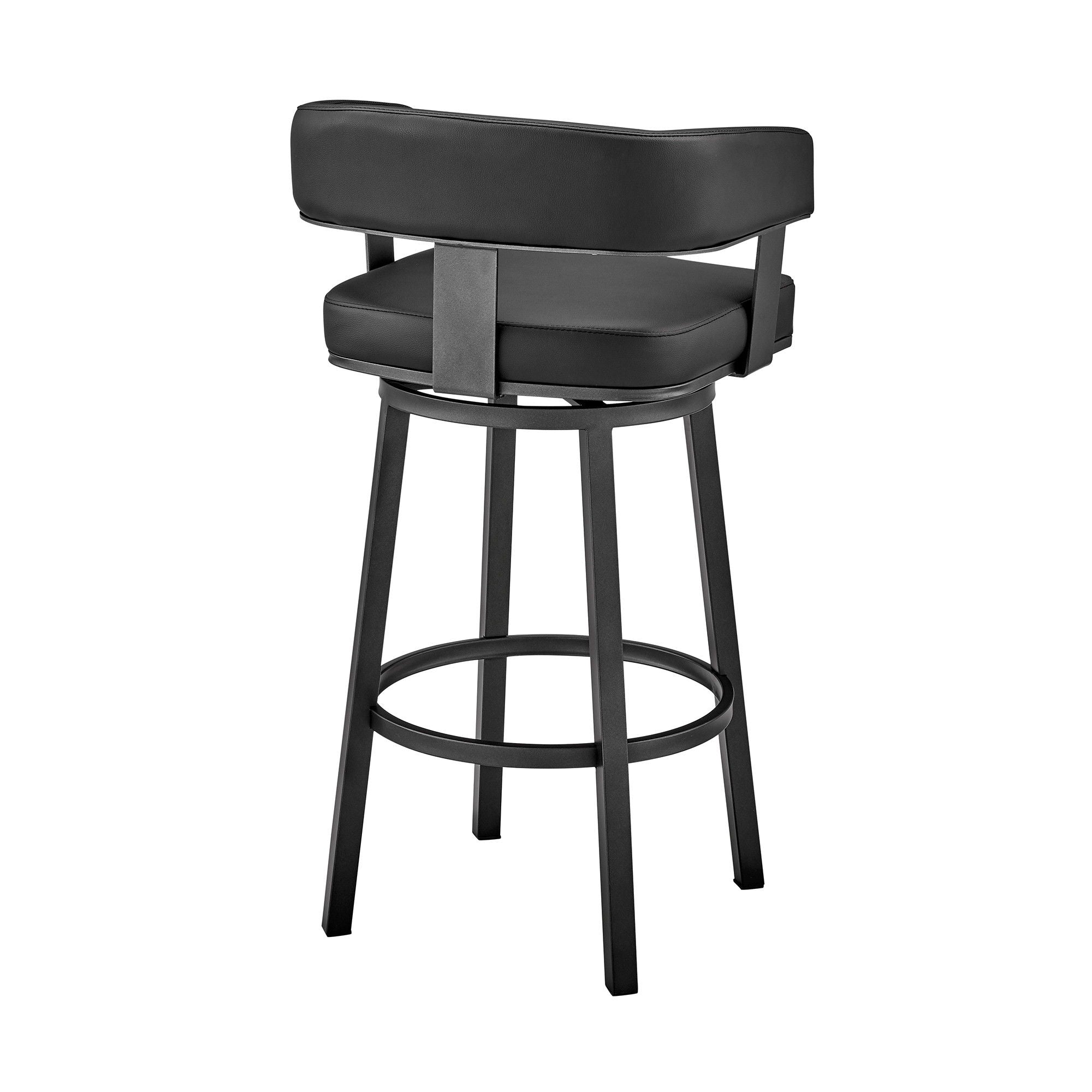 Faux Leather Swivel Low Back Counter Height Bar Chair - Black