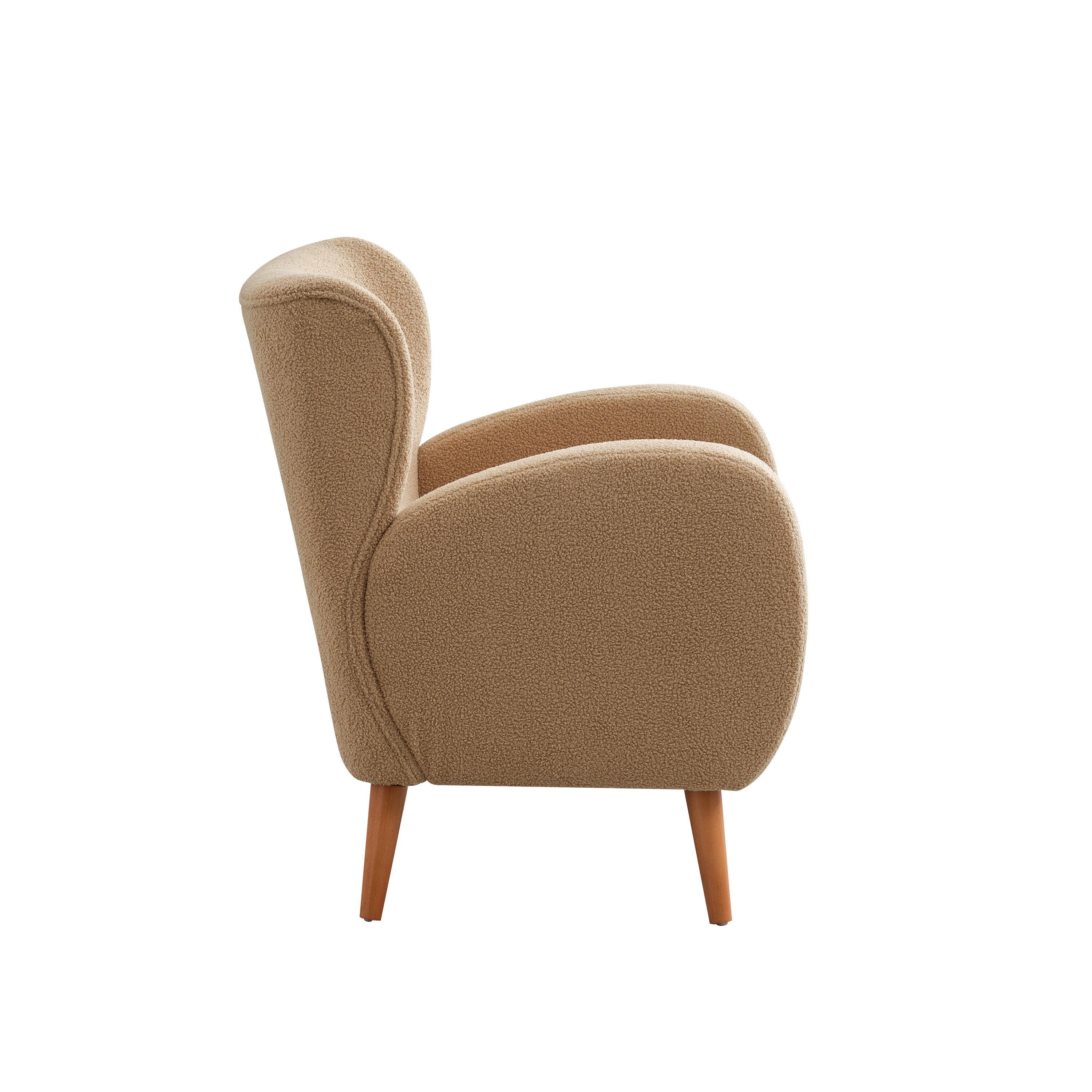 Modern Wing Back Lounge Chair Stylish Design, Soft Fabric, Solid Wood Legs, Durable Frame