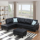 Irine - Faux Leather Sectional Sofa With Ottoman