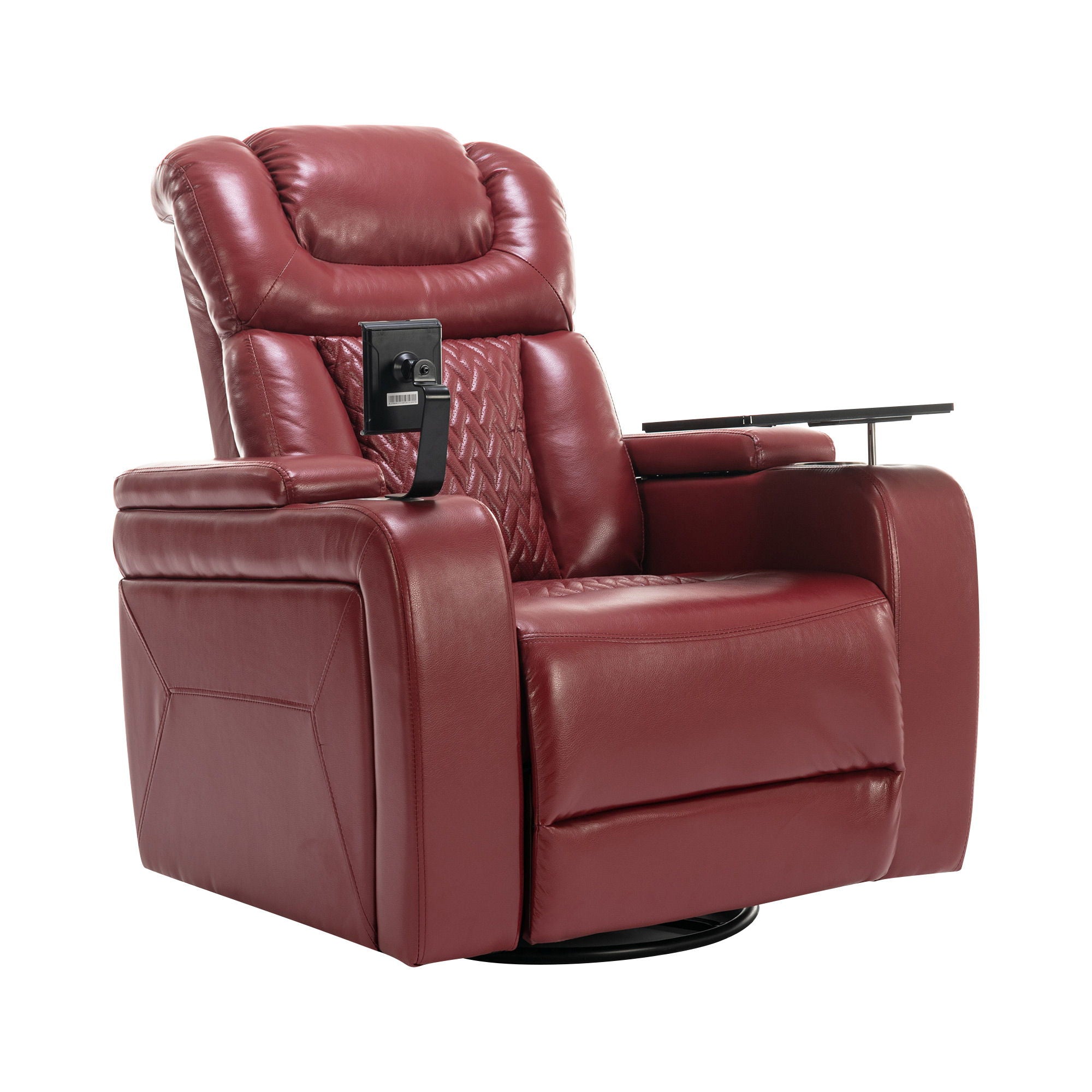 270° Swivel Power Recliner Individual Seat Home Theater Recliner With Comforable Backrest, Tray Table, Phone Holder, Cup Holder, USB Port, Hidden Arm Storage For Living Room