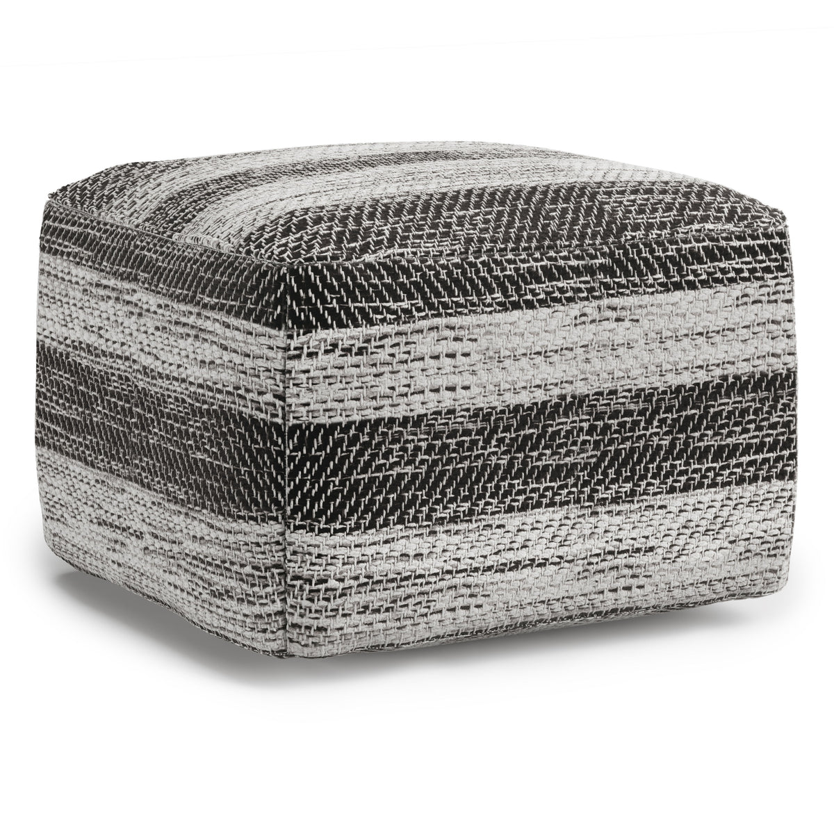 Clay - Square Pouf, Upholstered Black by Simpli-Home | Bel Furniture