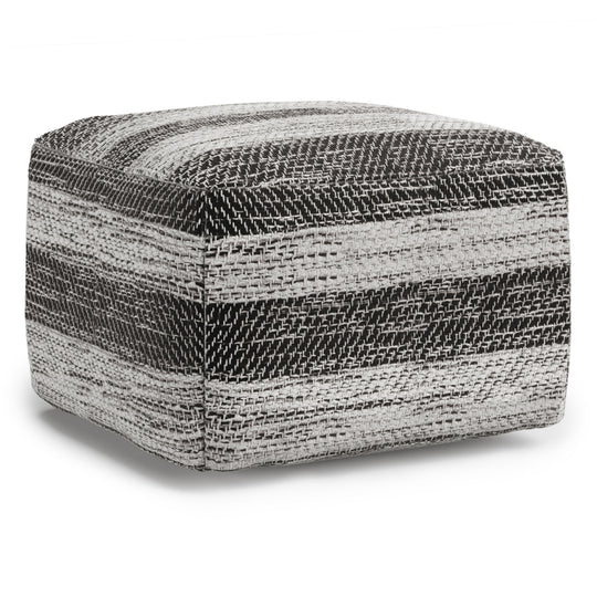 Clay - Square Pouf, Upholstered Black by Simpli-Home | Bel Furniture