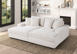 Modern Oversized Beige Corduroy Fabric Double Chaise Sectional