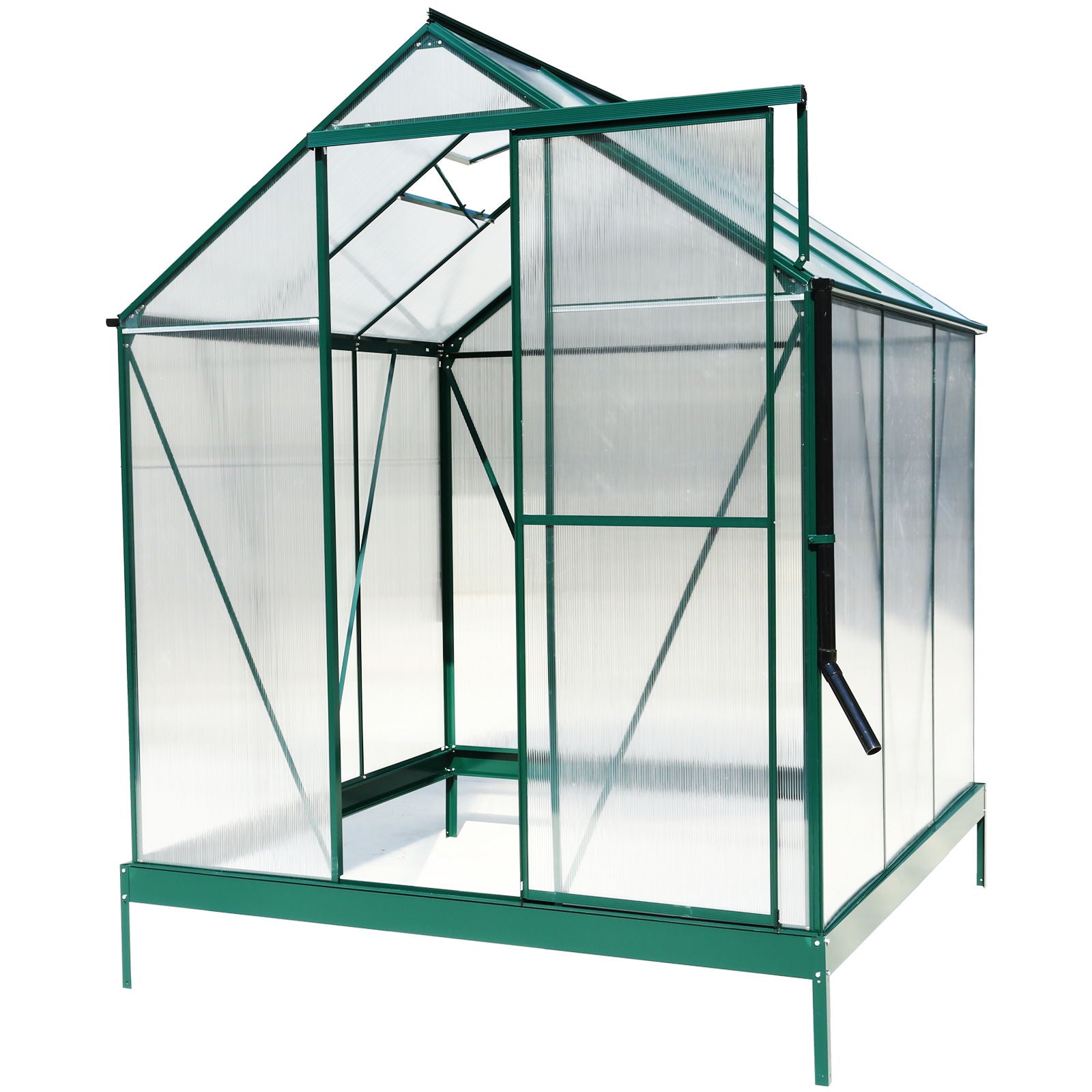 Polycarbonate Greenhouse, Heavy Duty Outdoor Aluminum Walk-In Green House Kit With Rain Gutter, Vent And Door For Backyard Garden