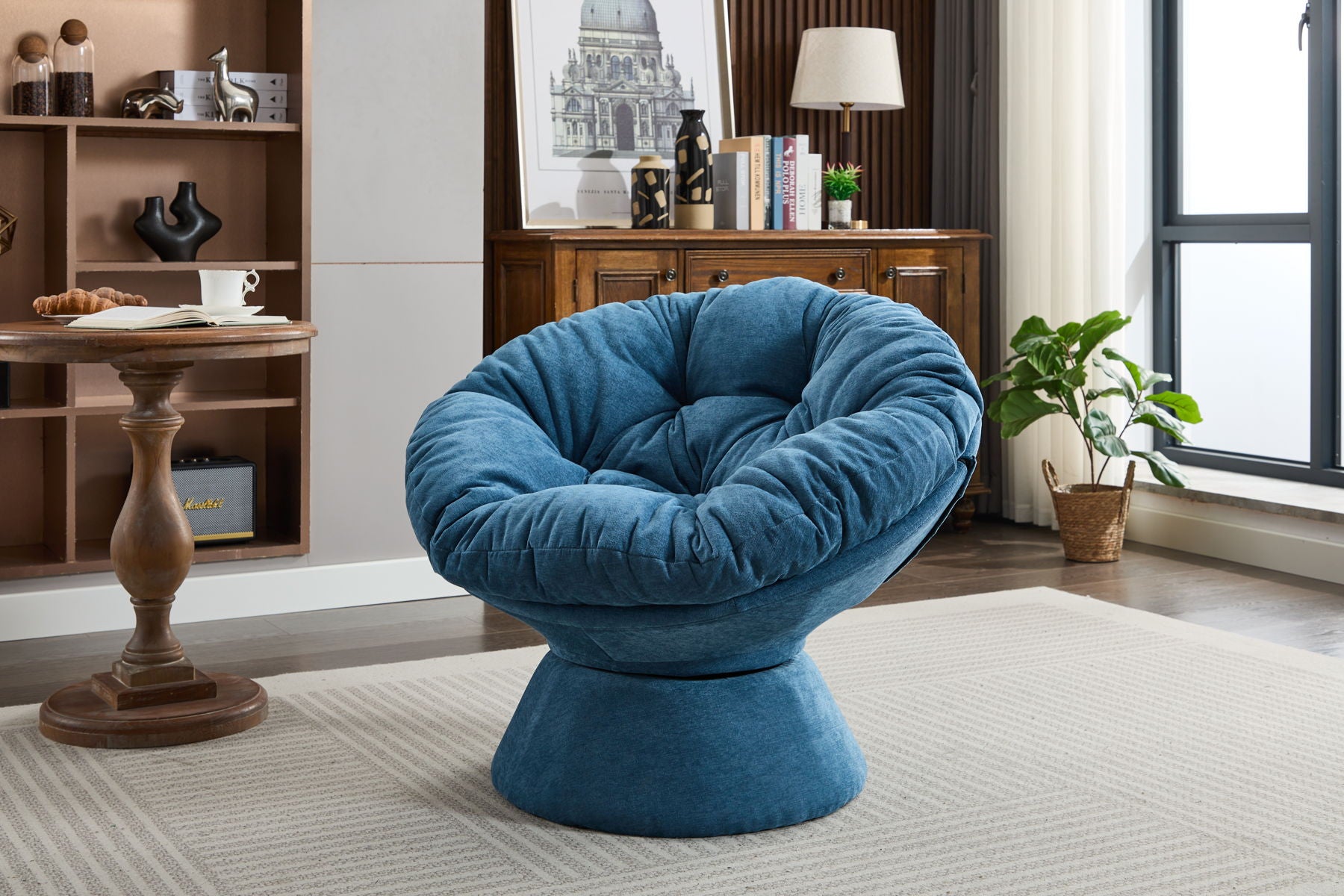 Oversized Swivel Accent Chair, 360 Swivel Barrel Chair, Papasan Chair For Living Room Bedroom