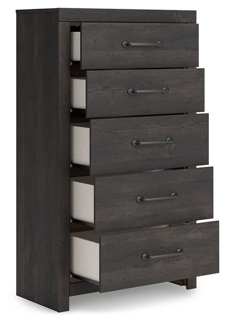 Hollivern - Dark Gray - Five Drawer Chest by Signature Design by Ashley® | Bel Furniture
