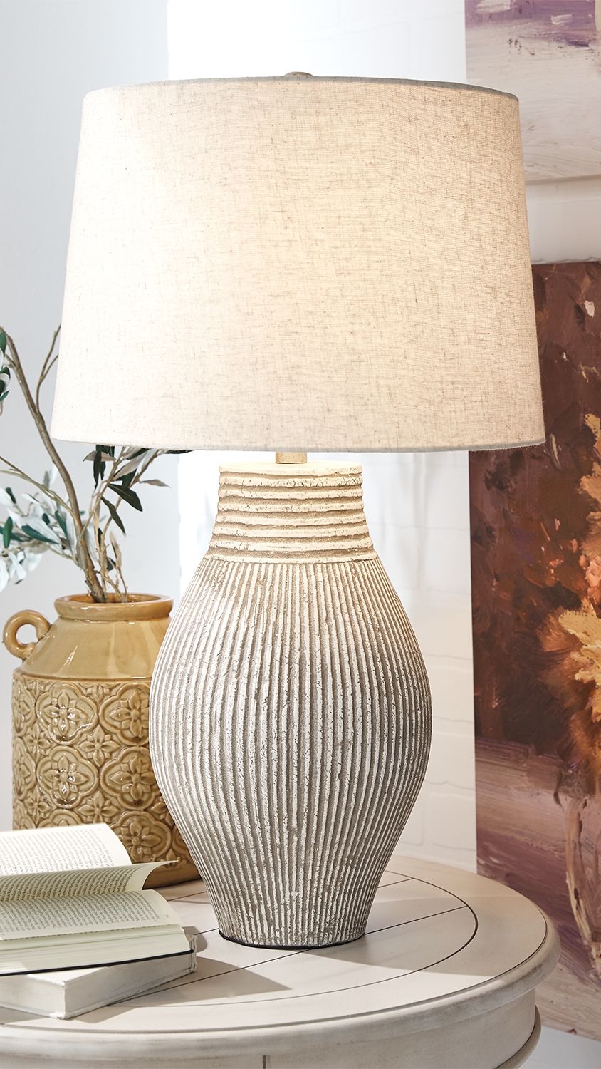Layal - Beige - Paper Table Lamp by Signature Design by Ashley® | Bel Furniture