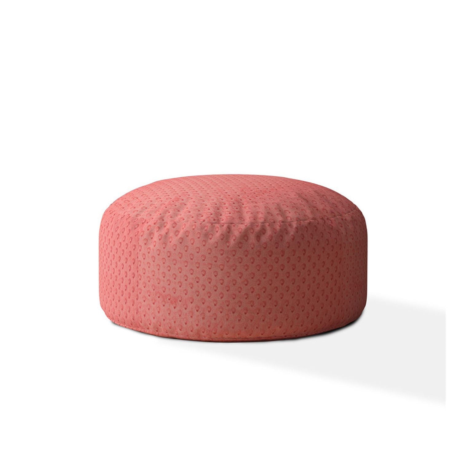 Polyester Round Pouf Ottoman - Coral