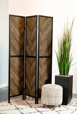 Marlene - 3-Panel Room Divider Folding Screen - Rustic Tobacco by CoasterEveryday | Bel Furniture