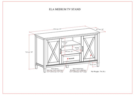 Ela - Medium TV Stand - Smoky Brown by Simpli-Home | Bel Furniture