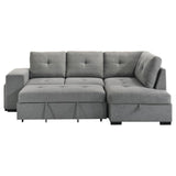 Roanne - Fabric Upholstered Sleeper Sectional Sofa - Gray