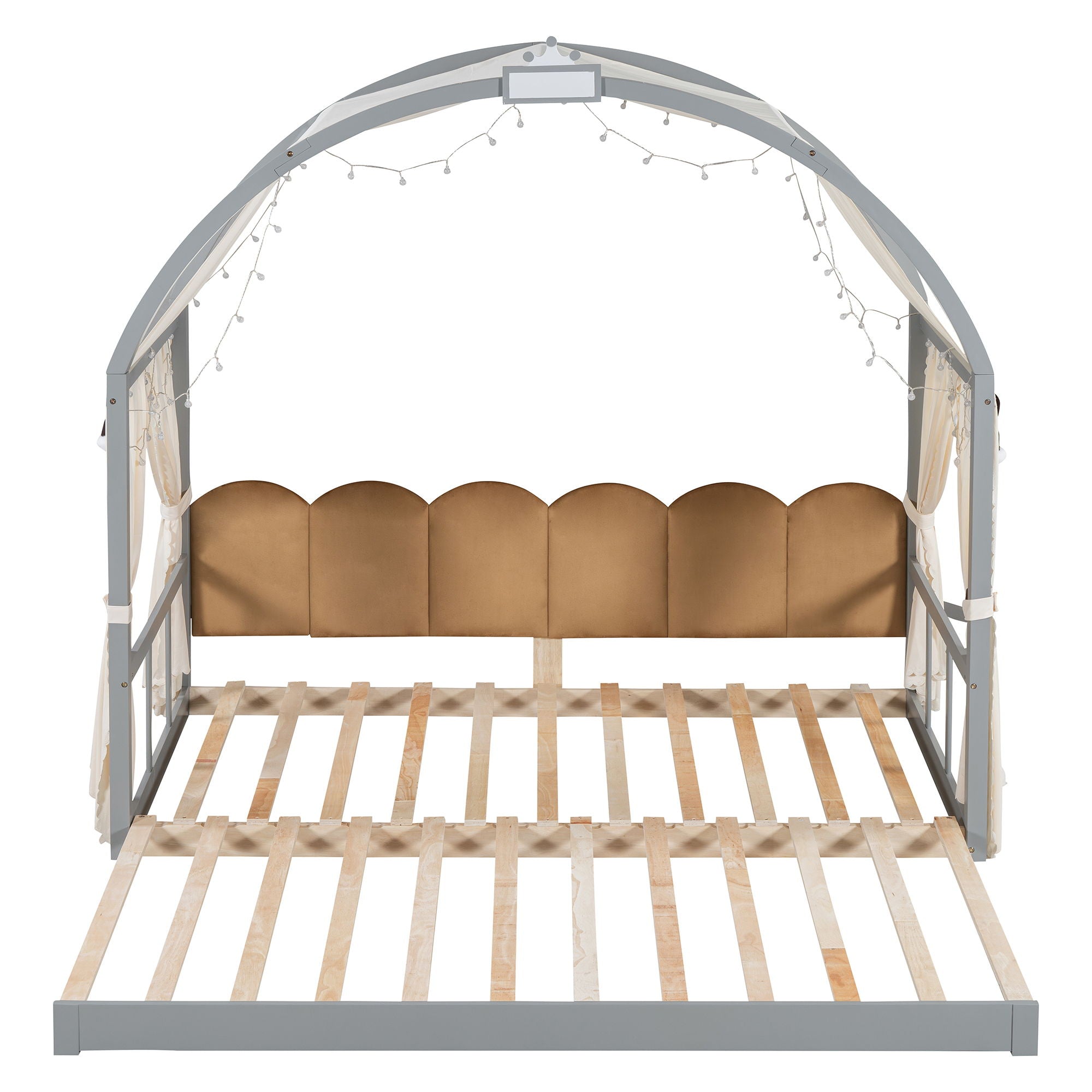 Extended Bed With Arched Roof And Trundle