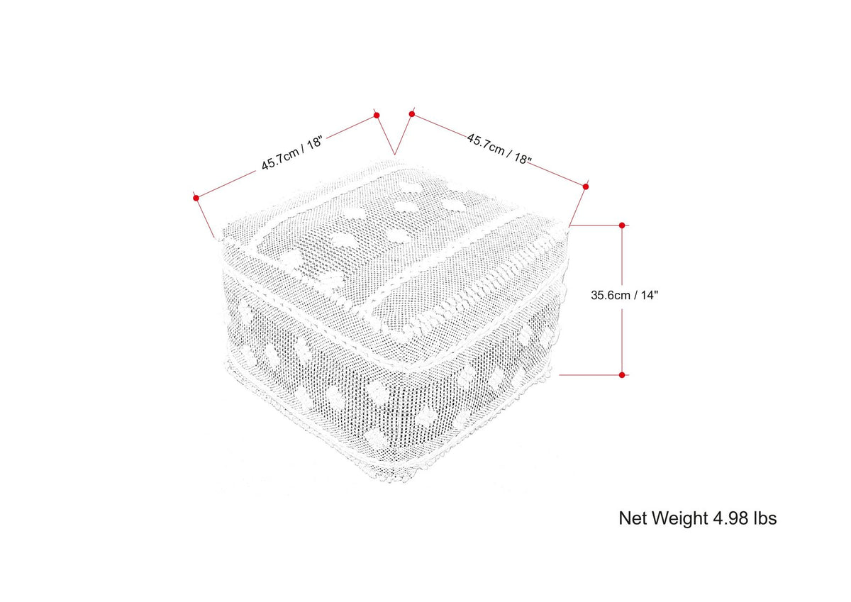 Mapleton - Outdoor / Indoor Pouf - Beige Gray / White by Simpli-Home | Bel Furniture