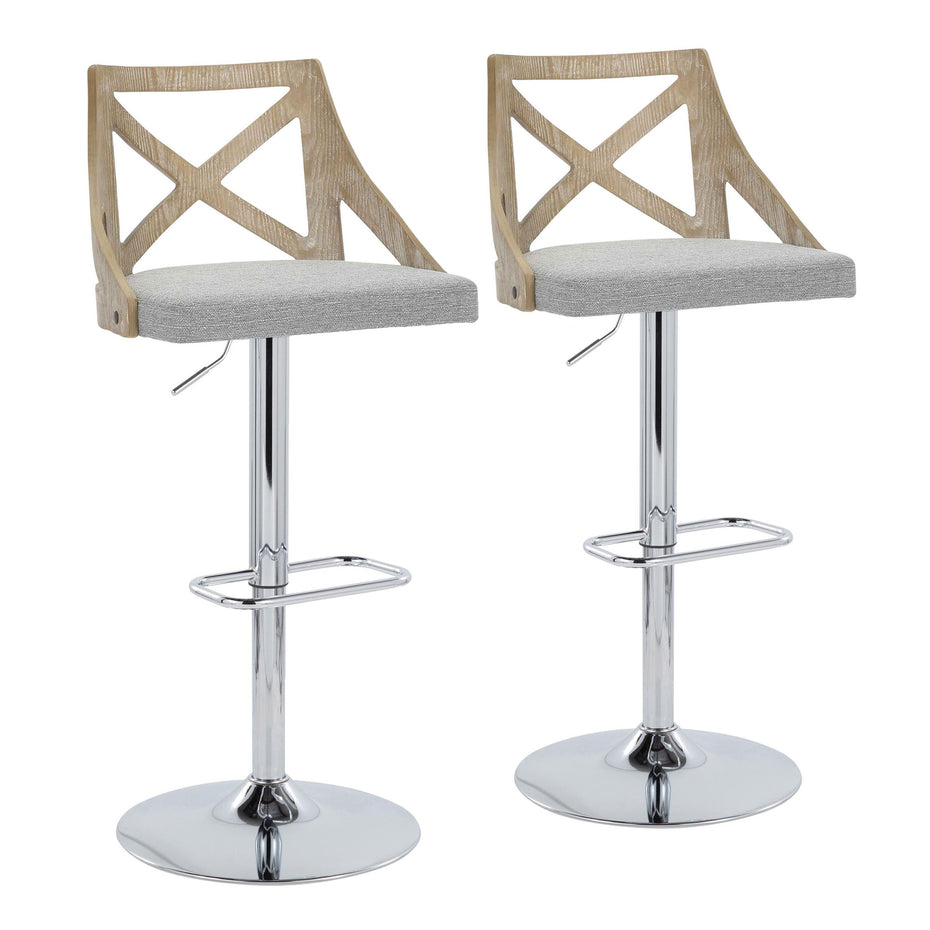 Charlotte - Farmhouse Adjustable Height Barstool & Swivel Rounded Rectangle Footrest (Set of 2)