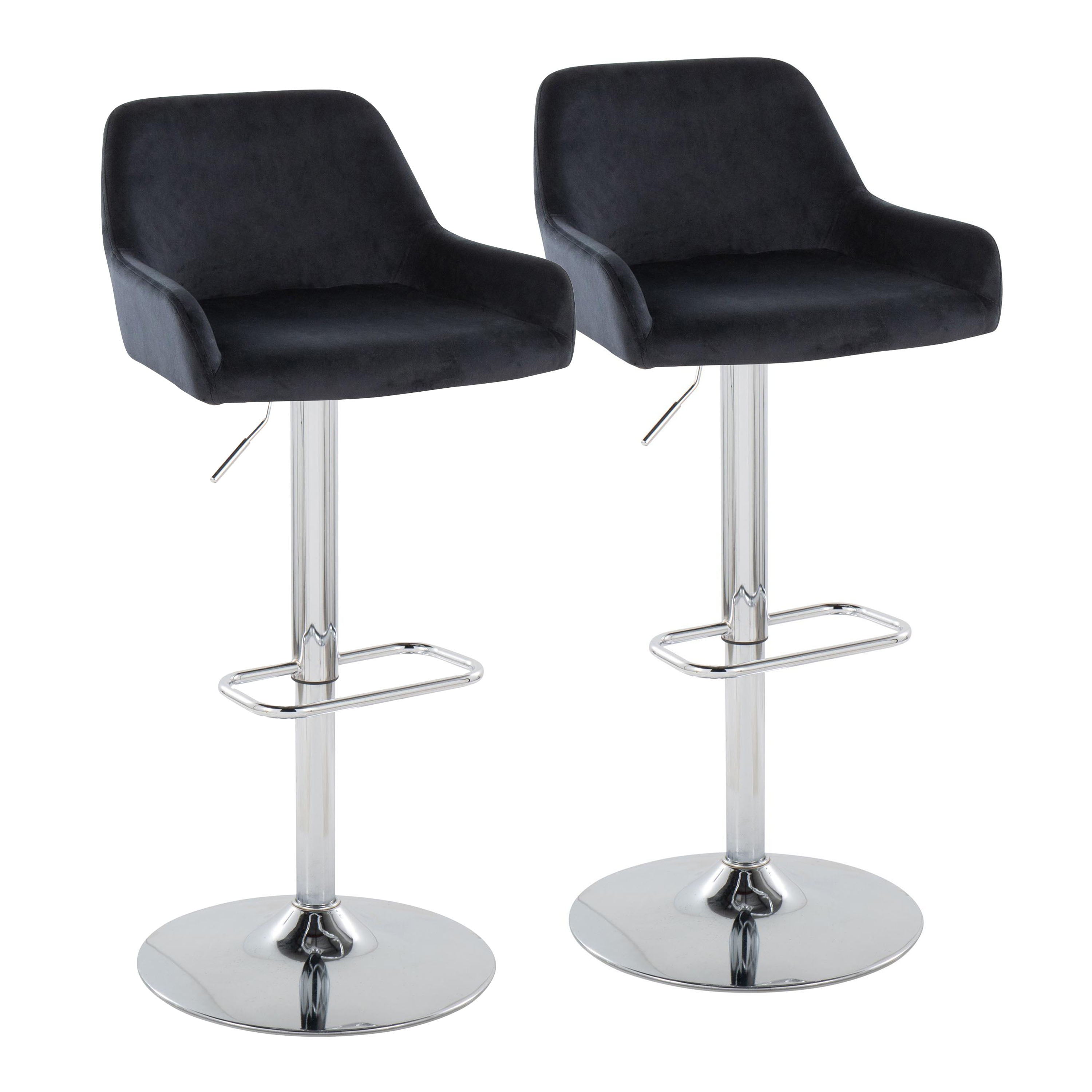 Daniella - Contemporary Adjustable Barstool With Swivel With Rounded Rectangle Footrest (Set of 2)