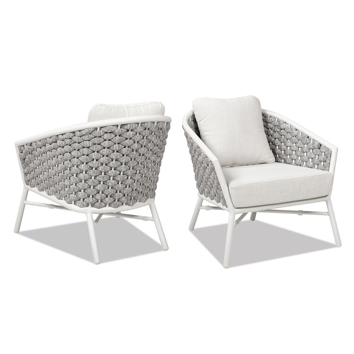 Rowan - Rope Barrel Back Patio Accent Arm Chair (Set of 2) - Optic White by Jennifer Taylor Home | Bel Furniture
