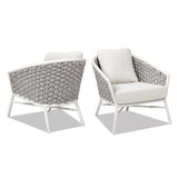 Rowan - Rope Barrel Back Patio Accent Arm Chair (Set of 2) - Optic White by Jennifer Taylor Home | Bel Furniture