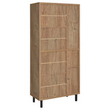 Teller - 4-Door Tall Shoe Storage Cabinet - Natural Oak by Coaster Fine Furniture | Bel Furniture