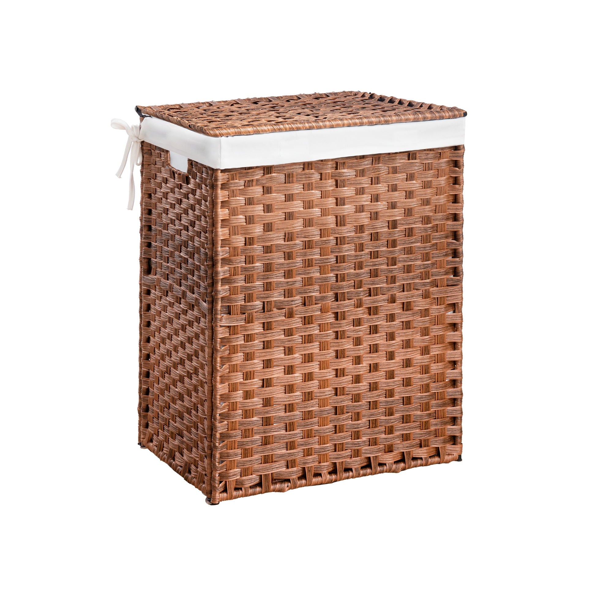 Laundry Hamper With Lid PE Rattan Powder Coating Frame Clothes Hampers With 2 Removable Bags