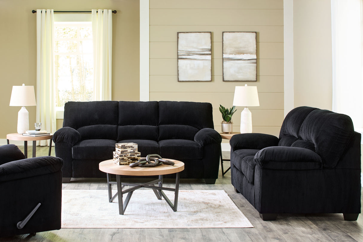 Simplejoy - Living Room Set Black 3 Pc. Sofa, Loveseat, Rocker Recliner by Signature Design by Ashley® | Bel Furniture