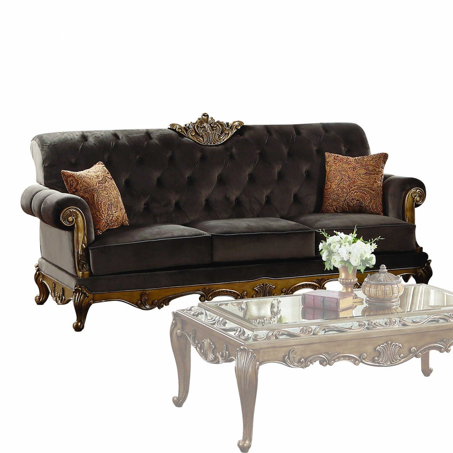 Fabric Sofa With Champagne Legs - Charcoal