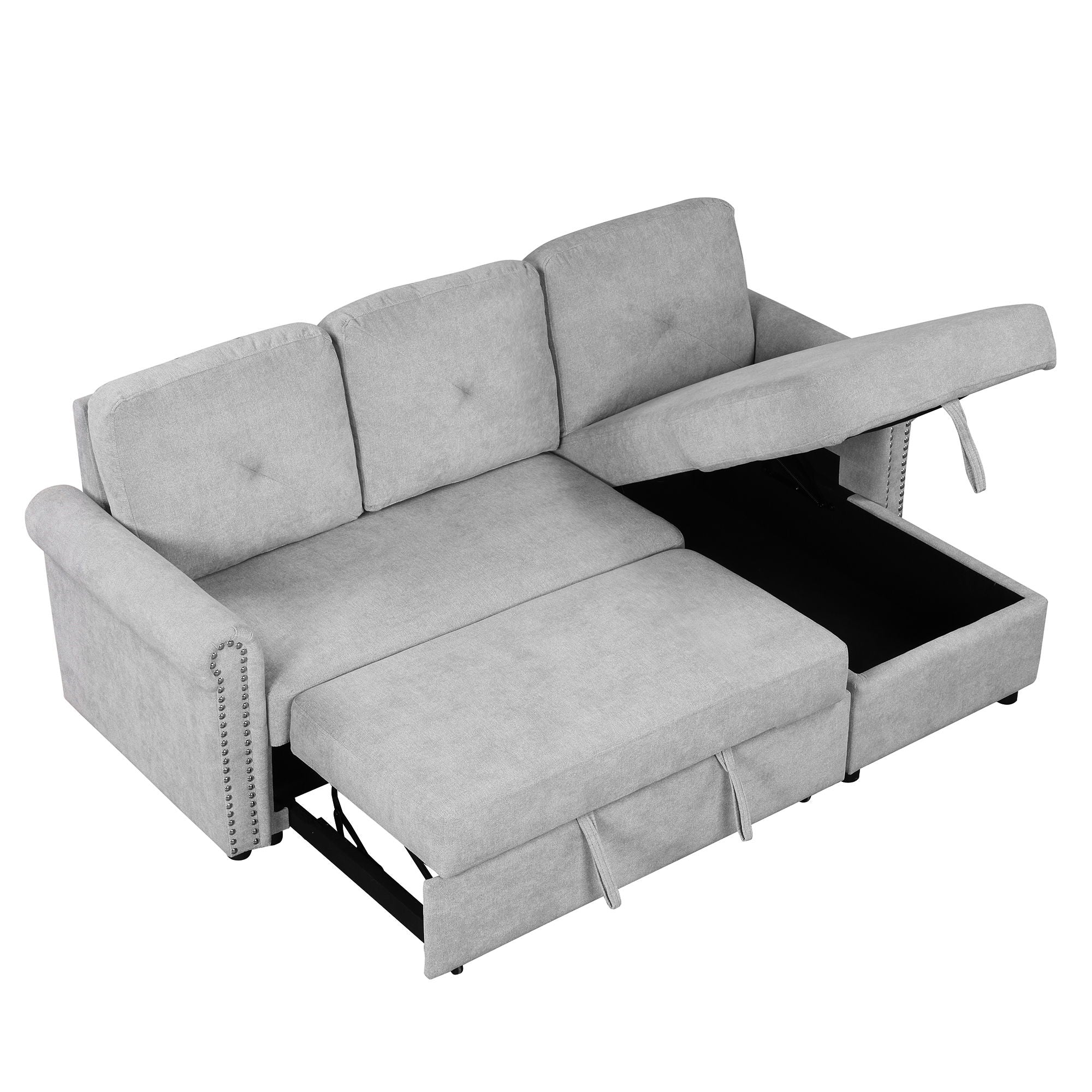 Modern Convertible Sleeper Sofa Bed With Storage Chaise