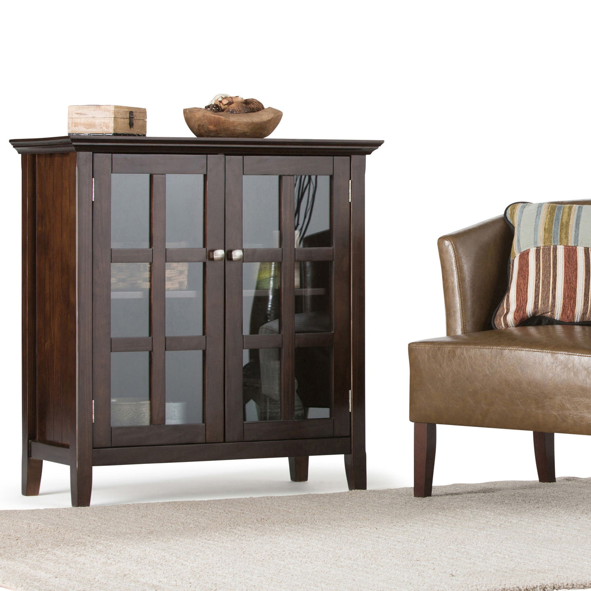 Acadian - Low Storage Cabinet - Brunette Brown by Simpli-Home | Bel Furniture