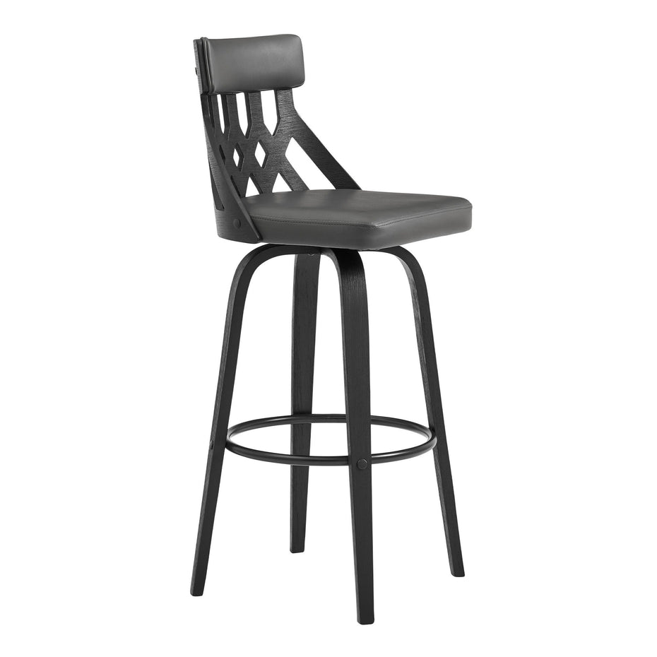 Swivel Backless Counter Height Bar Chair - Gray / Black