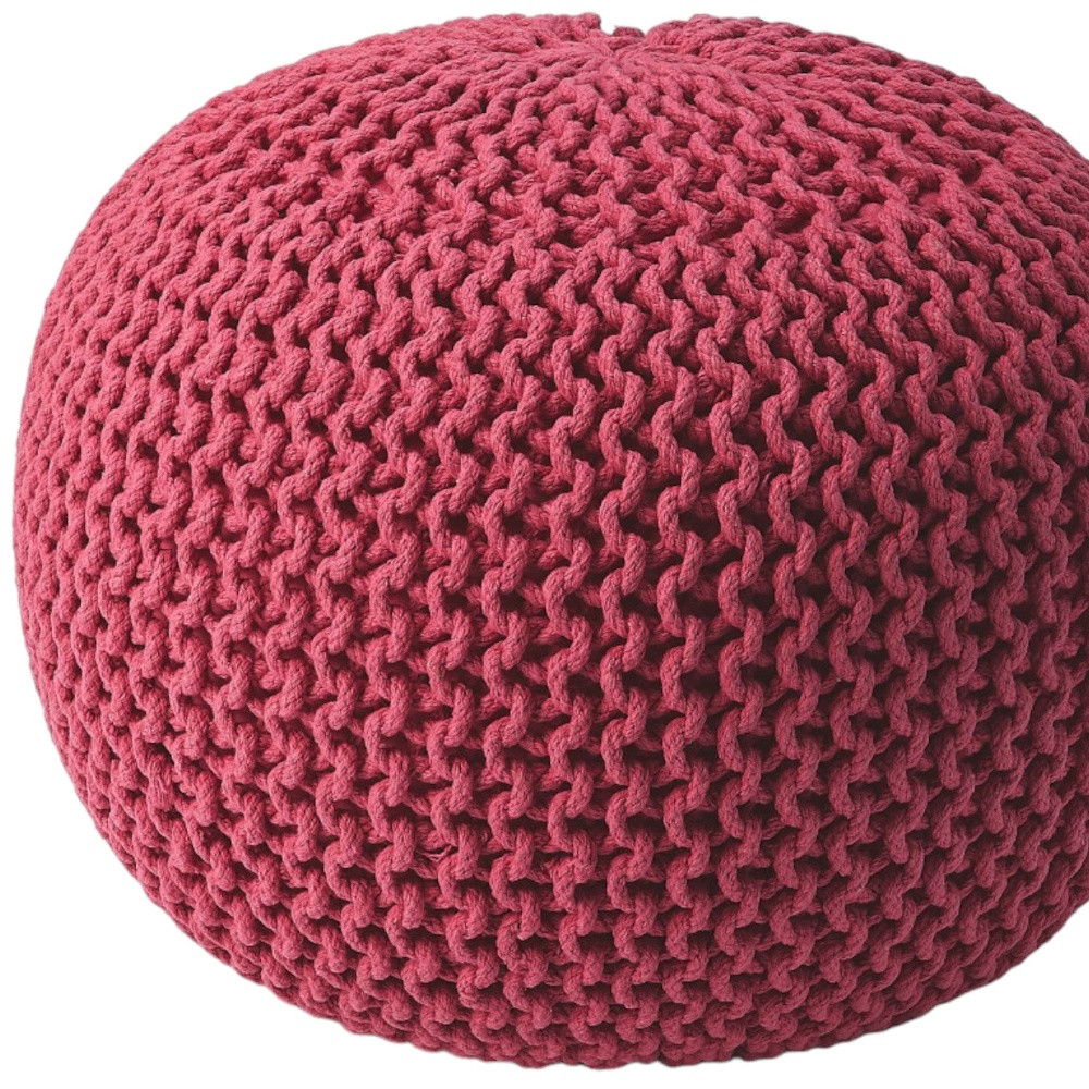 Round Pouf Ottoman - Pink