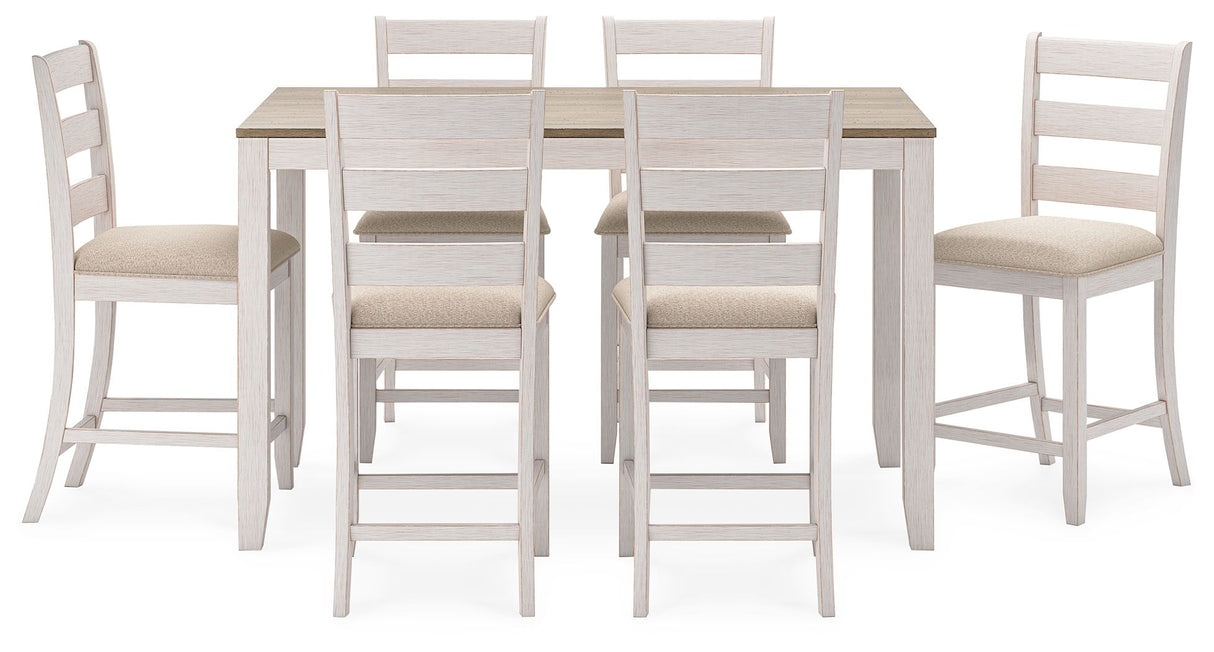 Skempton - White / Light Brown - Counter Height Dining Table and Bar Stools (Set of 7) by Signature Design by Ashley® | Bel Furniture