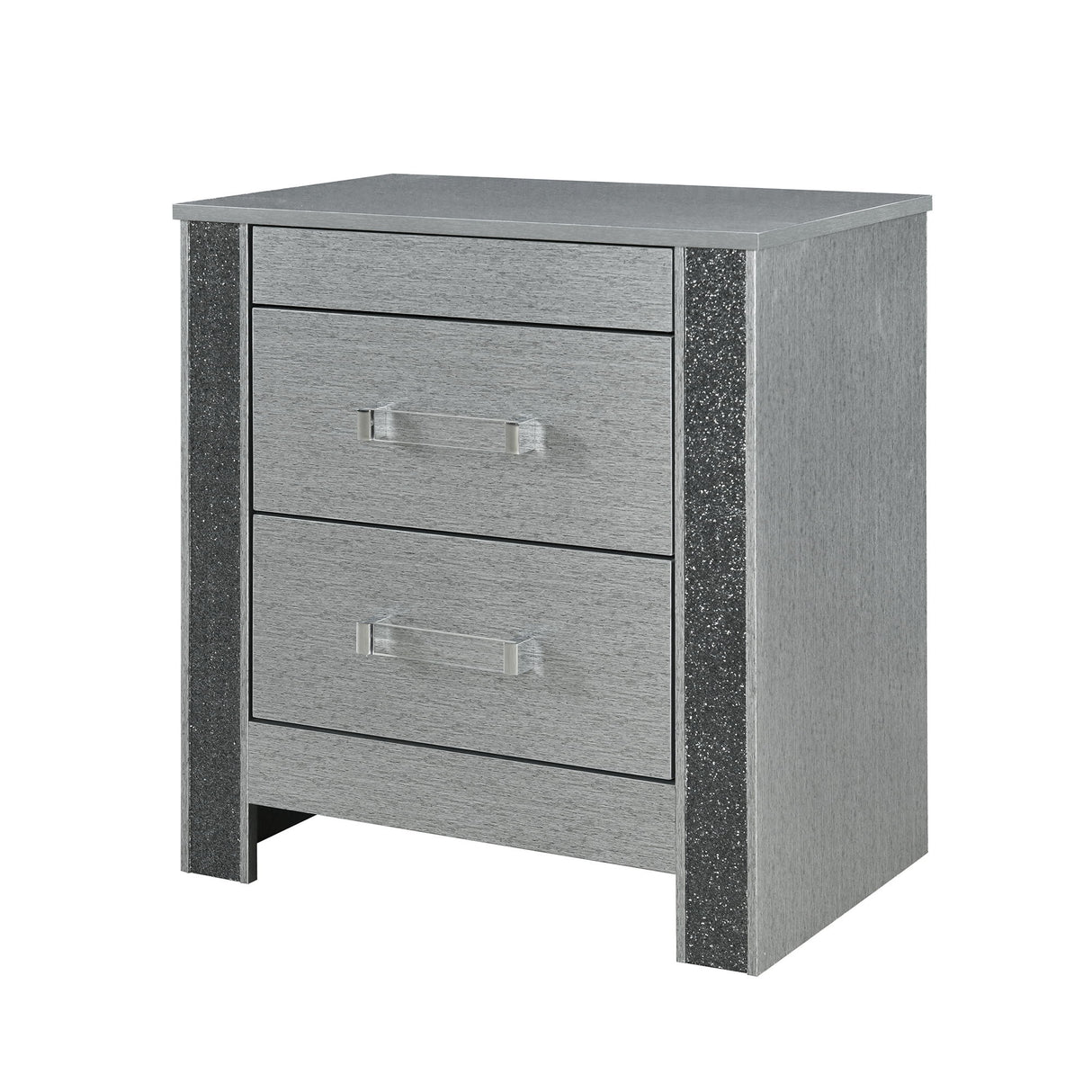 Lorenzo - Nightstand With Hidden Compartment And Handles - Silver